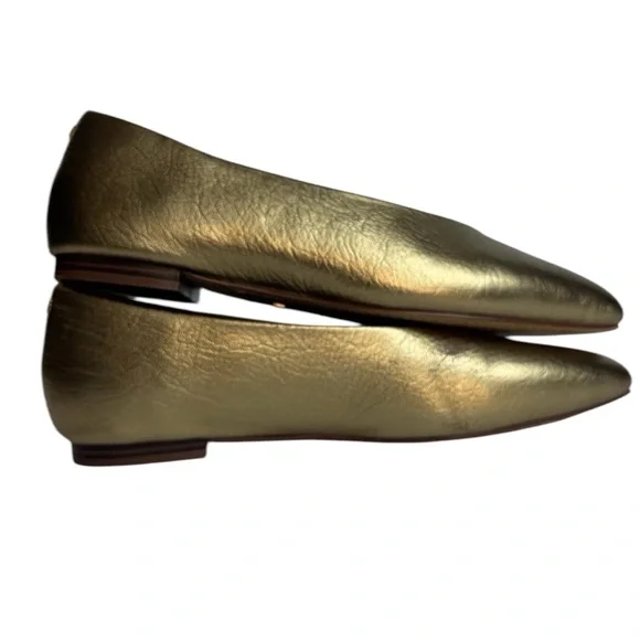Birdies The Crane Gold Leather Flats Size 6 - Picture 4 of 9